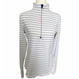 Annika Medium White Blue Long Sleeve Top